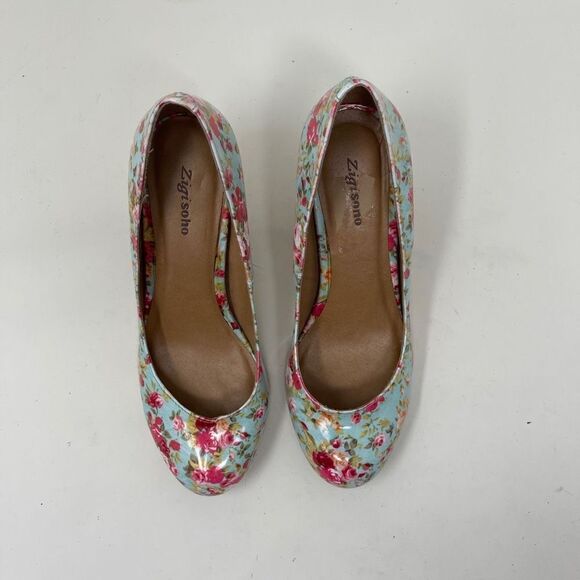 Zigi Soho Barbie Women's Pump Heels Slip On Pink Rose Floral Multicolour Size 6 - Picture 2 of 9
